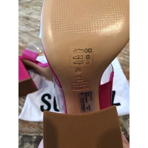Schutz Victorie Sandal Slide High Block Heel Magenta NEW 9 US - Picture 5 of 8